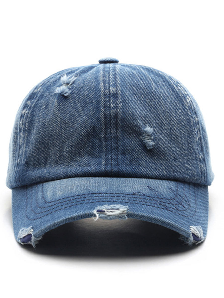 Fashion Retro Ripped Washed Distressed Denim Baseball Cap