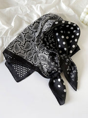 Retro Contrast Bohemian Paisley Print Satin Scarf