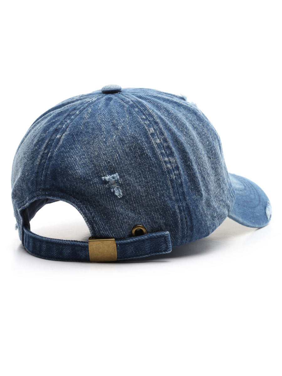 Fashion Retro Ripped Washed Distressed Denim Baseball Cap
