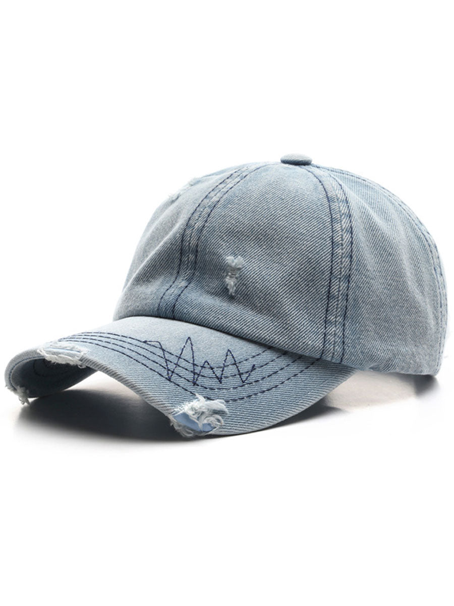 Fashion Retro Ripped Washed Distressed Denim Baseball Cap