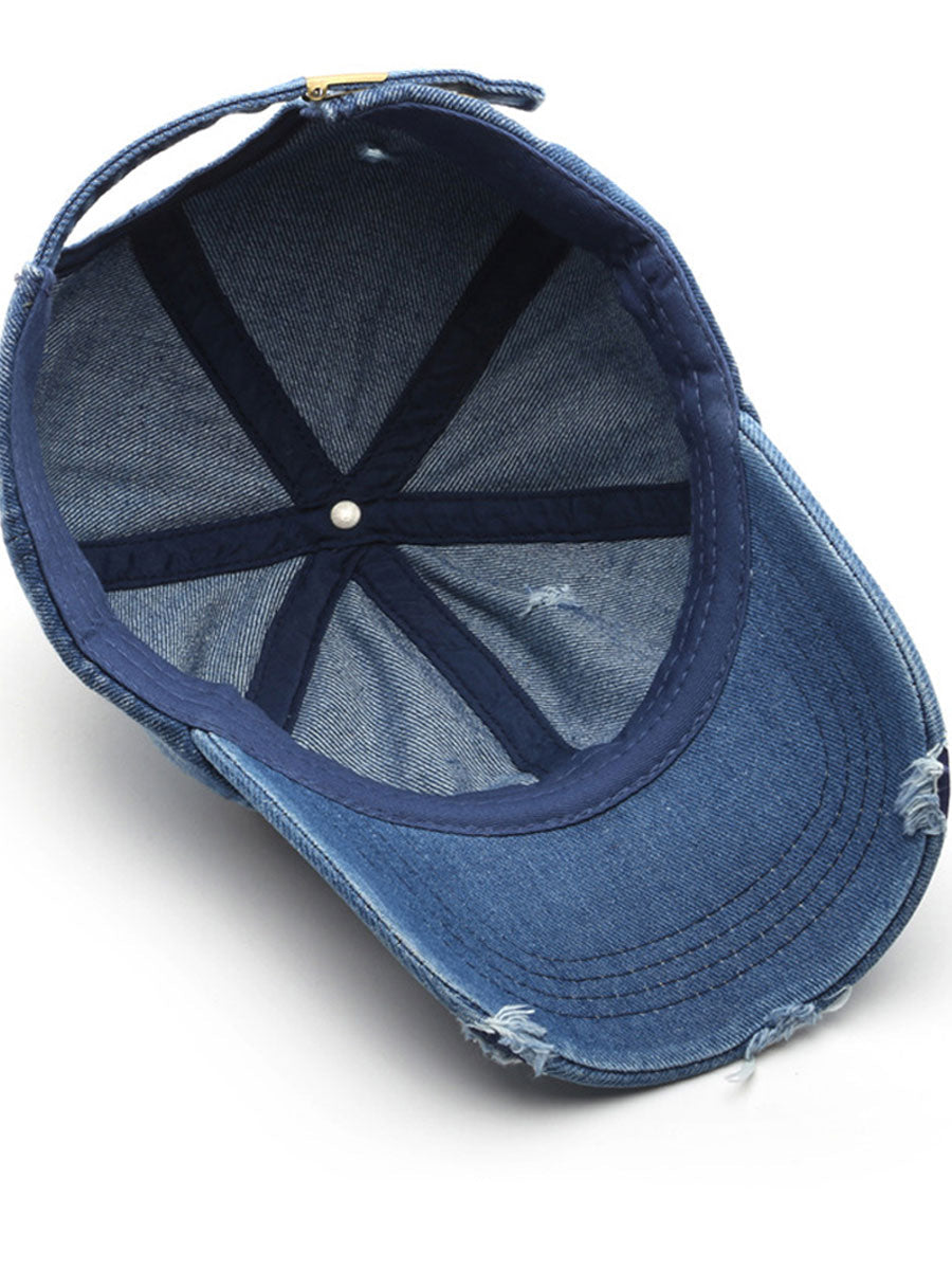 Fashion Retro Ripped Washed Distressed Denim Baseball Cap