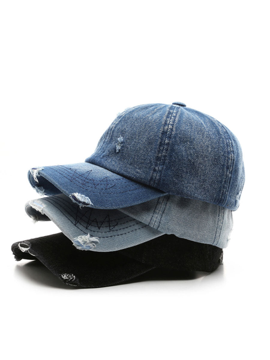 Fashion Retro Ripped Washed Distressed Denim Baseball Cap
